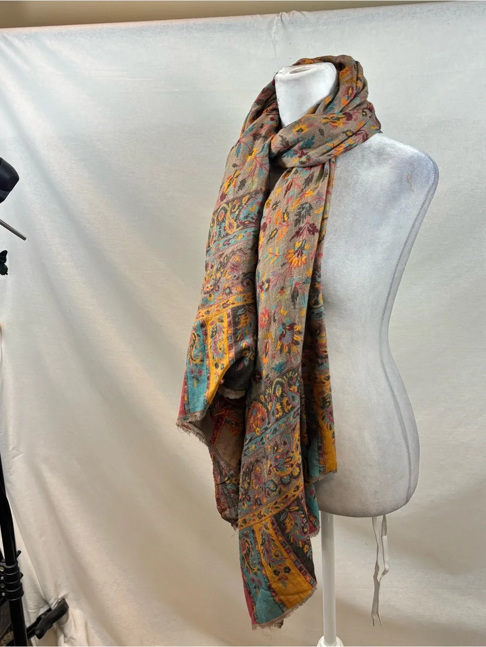 Ladies Large Scarf Paisley Floral In Autumn Colors